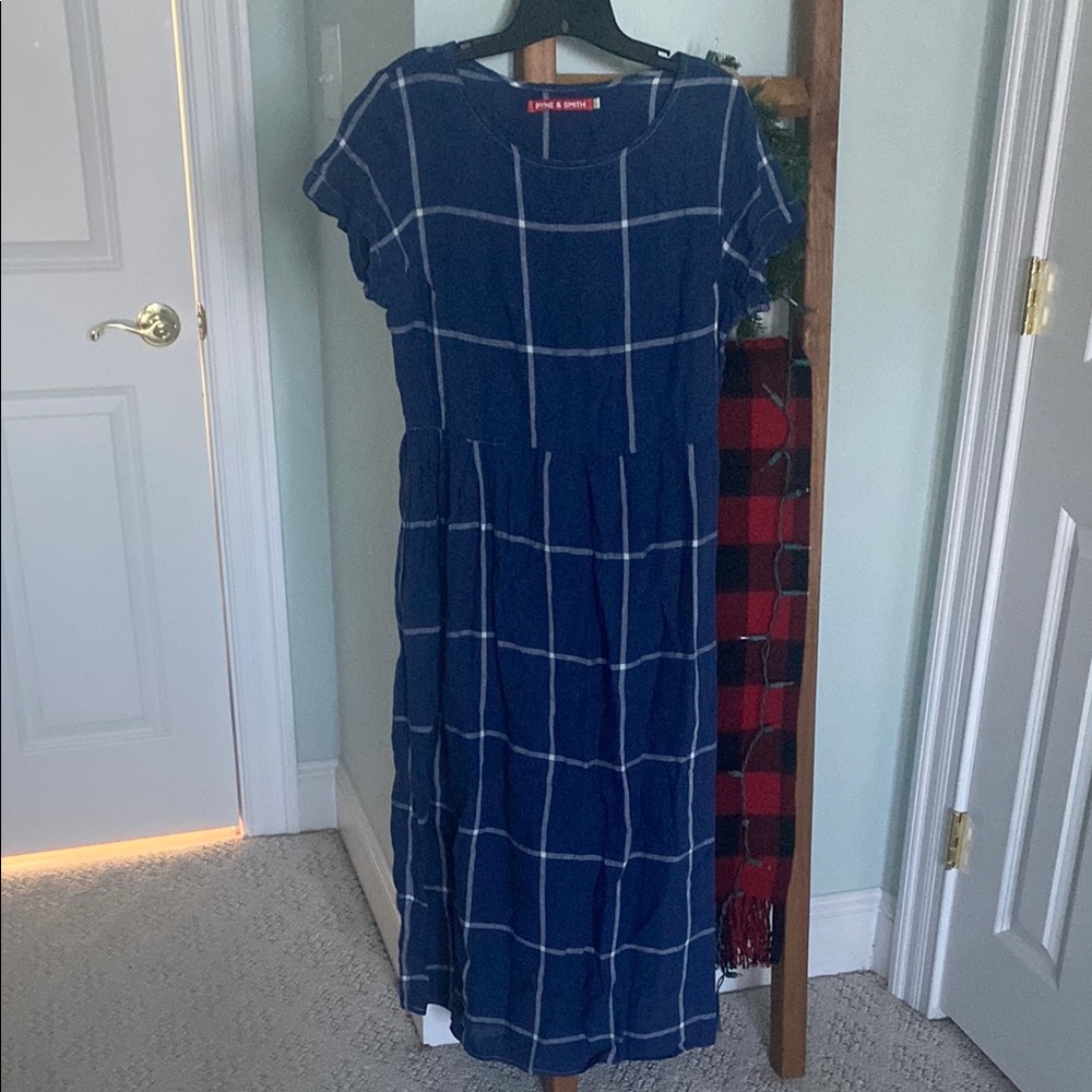 Pyne & Smith Blue Plaid Dress L